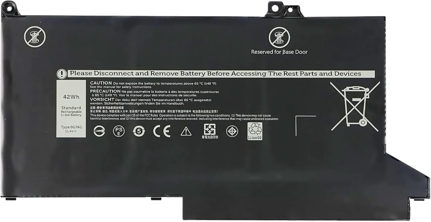 باتری لپ تاپ 42Wh 0G74G جایگزین برای نوت بوک های سری Dell Latitude 5300 2-in-1 5310 7300 7400 مدل OG74G 02PFPW 2PFPW 3KF82 8JYHH 11.4V 42Wh 3 سلولی با عملکرد بالا