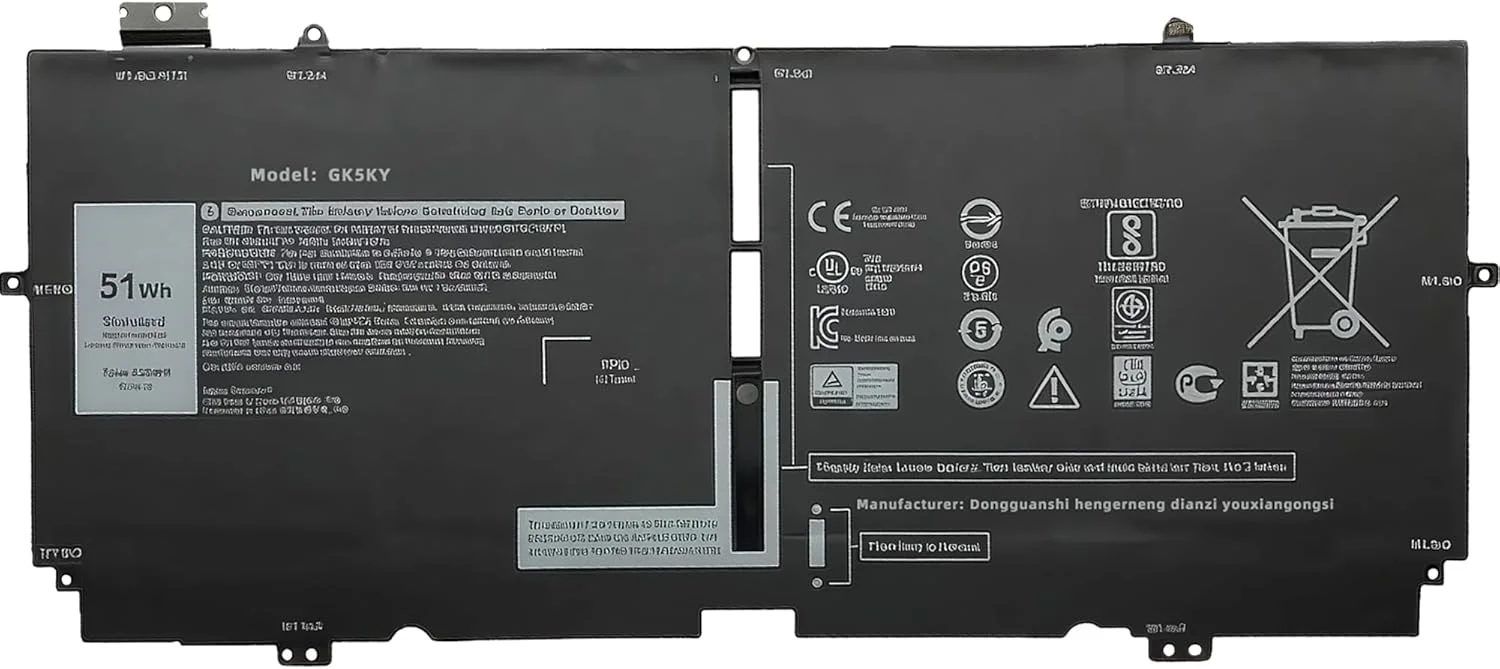 باتری 51Wh X1W0D جایگزین برای لپ تاپ های سری Dell XPS 13 7390 2-in-1 / XPS 13 9310 2-in-1/P103G P103G001 P103G002 مدل X1WOD 52TWH XX3T7 0XX3T7 MM6M8 0MM6M8 00FDRT با عملکرد بالا