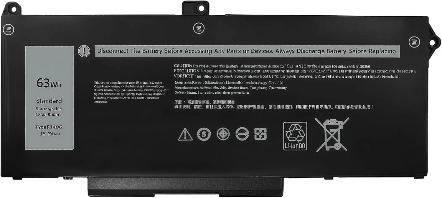 باتری لپ تاپ 63Wh RJ40G 4 سلولی جایگزین برای Dell Latitude 15 5520 Latitude 14 5420 Precision 15 3560 Series M033W 01K2CF 075X16 15.2V 3941mAh با عملکرد بالا