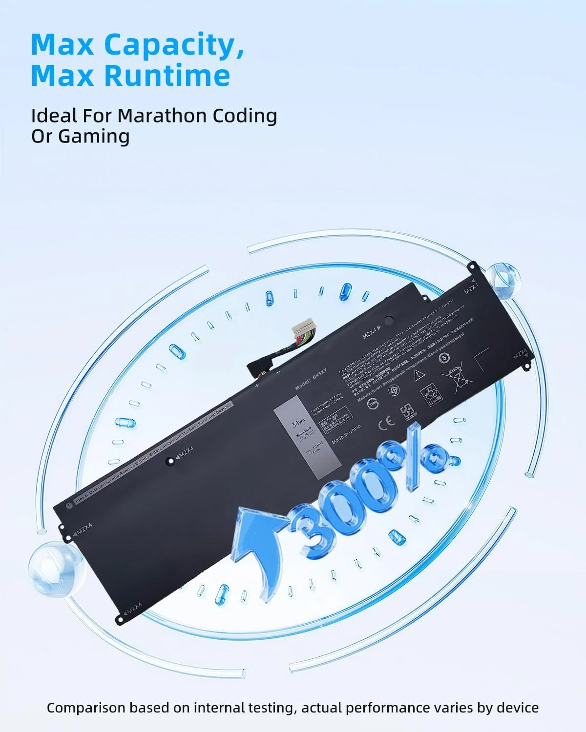 باتری لپ تاپ جایگزین 34Wh XCNR3 برای دل سری Latitude 13 7370 Ultrabook مدل های 0XCNR3 WY7CG MH25J با عملکرد بالا