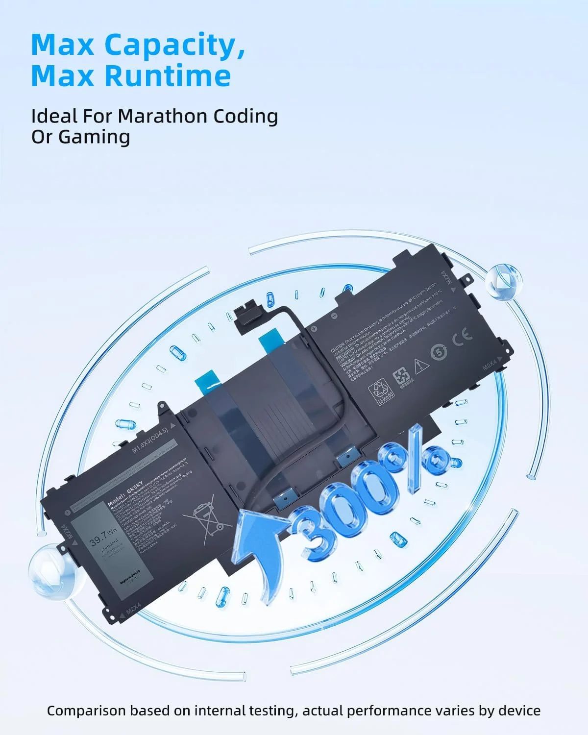 باتری لپ تاپ 39.7Wh 3VV58 جایگزین برای دل مناسب برای نوت بوک های سری Latitude 9420 9430 مدل GHJC5 3VV58 با عملکرد بالا