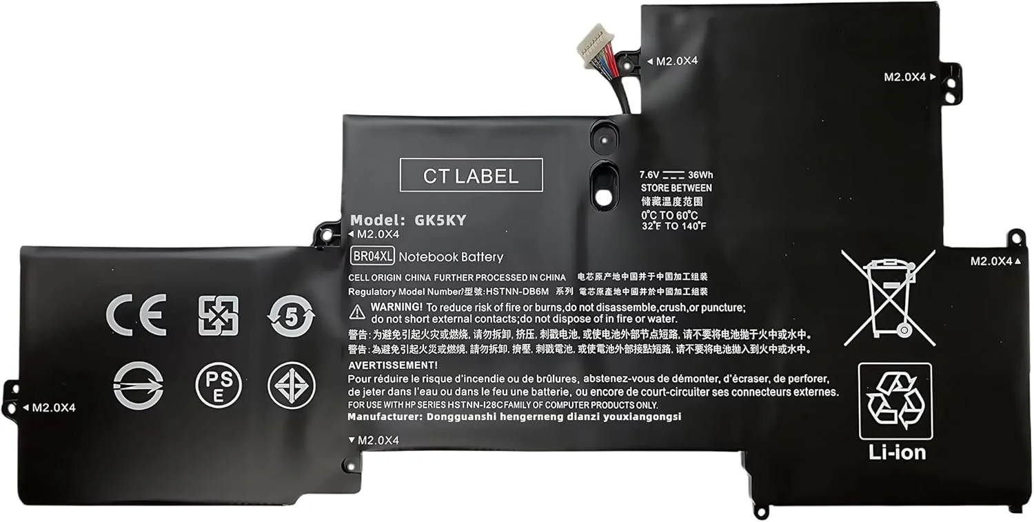 باتری لپ تاپ 36Wh BR04XL 7.6V جایگزین برای HP برای EliteBook 1020 G1 M5U02PA M0D62PA M4Z18PA HSTNN-DB6M HSTNN-I26C HSTNN-I28C با عملکرد بالا باتری لپ تاپ 36Wh BR04XL 7.6V جایگزین برای HP برای EliteBook 1020 G1 M5U02PA M0D62PA M4Z18PA HSTNN-DB6M HSTNN-I26C HSTNN-I28C با عملکرد بالا