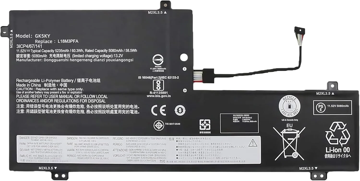 باتری لپ تاپ 60.3Wh L18M3PFA جایگزین برای نوت بوک های سری Lenovo Yoga C740-15IML C740-15 81TD مدل های L18D3PF2 5B10T83739 5B10T83740 5B10W67258 5B10W67402 SB10W67375 با عملکرد بالا باتری لپ تاپ 60.3Wh L18M3PFA جایگزین برای نوت بوک های سری Lenovo Yoga C740-15IML C740-15 81TD مدل های L18D3PF2 5B10T83739 5B10T83740 5B10W67258 5B10W67402 SB10W67375 با عملکرد بالا