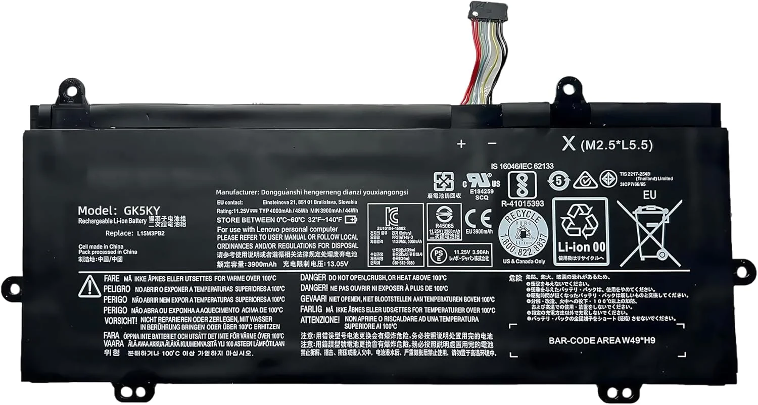 باتری لپ تاپ 45Wh L15M3PB2 جایگزین برای لپ تاپ های سری Lenovo 100e Winbook/300e Winbook/N22 N23 N24 Winbook مدل های 5B10K90780 L15C3PB0 5B10K90783 با عملکرد بالا