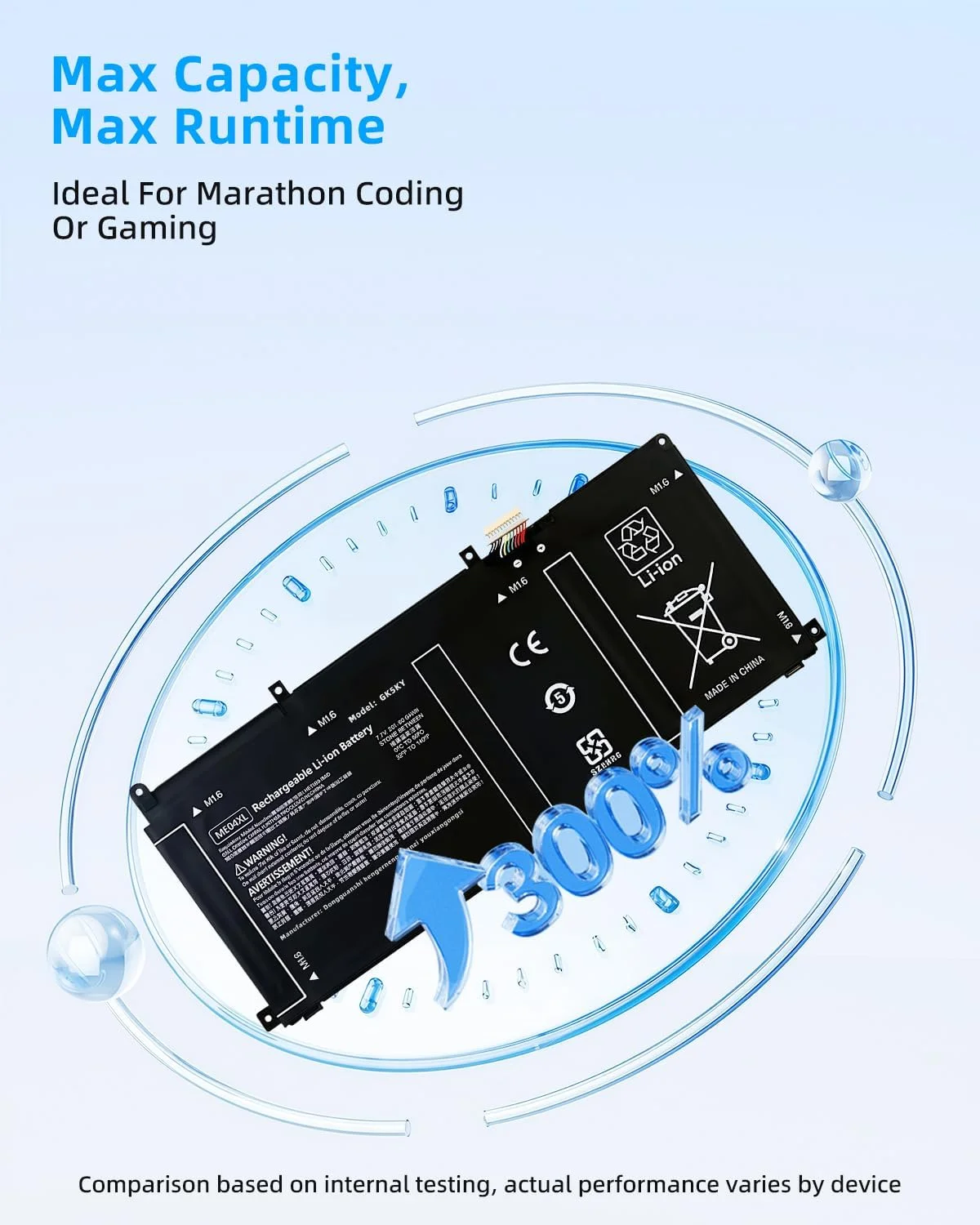 باتری لپ تاپ 50.04 Wh جایگزین برای HP ME04XL ME04 ME04050XL 937434-855 HSTNN-IB8D 937519-171 937519-1C1 MEO4XL با عملکرد بالا