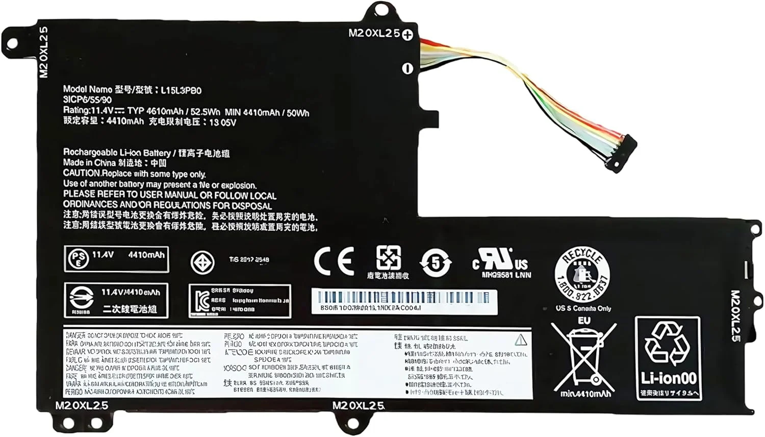 باتری لپ تاپ 52.5Wh L15L3PB0 جایگزین برای لنوو IdeaPad 330S-14AST 330S-14IKB 330S-15ARR 330S-15AST 330S-15IKB سری نوت بوک L15M3PB0 با عملکرد بالا