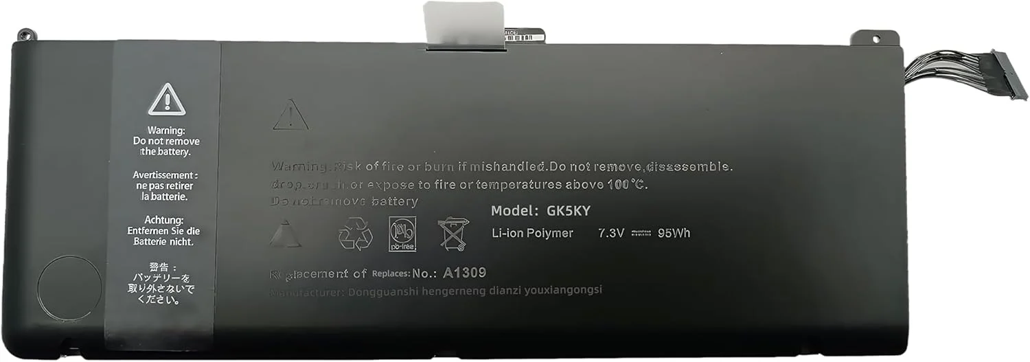 باتری لپ تاپ 95Wh A1309 جایگزین برای مک بوک پرو 17 اینچ A1297 (فقط مناسب نسخه های اوایل 2009، اواسط 2009 و اواسط 2010)، مناسب برای MC226/A MC226CH/A MC226J/A 020-6313-C 661-5037-A با عملکرد بالا