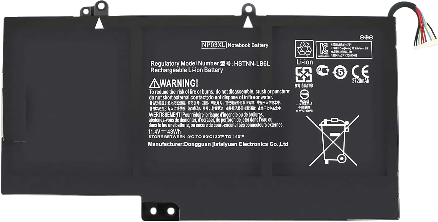 باتری 43Wh NP03XL، جایگزینی برای باتری لپ تاپ HP Envy x360 مناسب برای مدل های 15-u110dx 15-u483cl 15-u011dx 15-u010dx Pavilion X360 13-u165nr 13-u163nr با عملکرد بالا