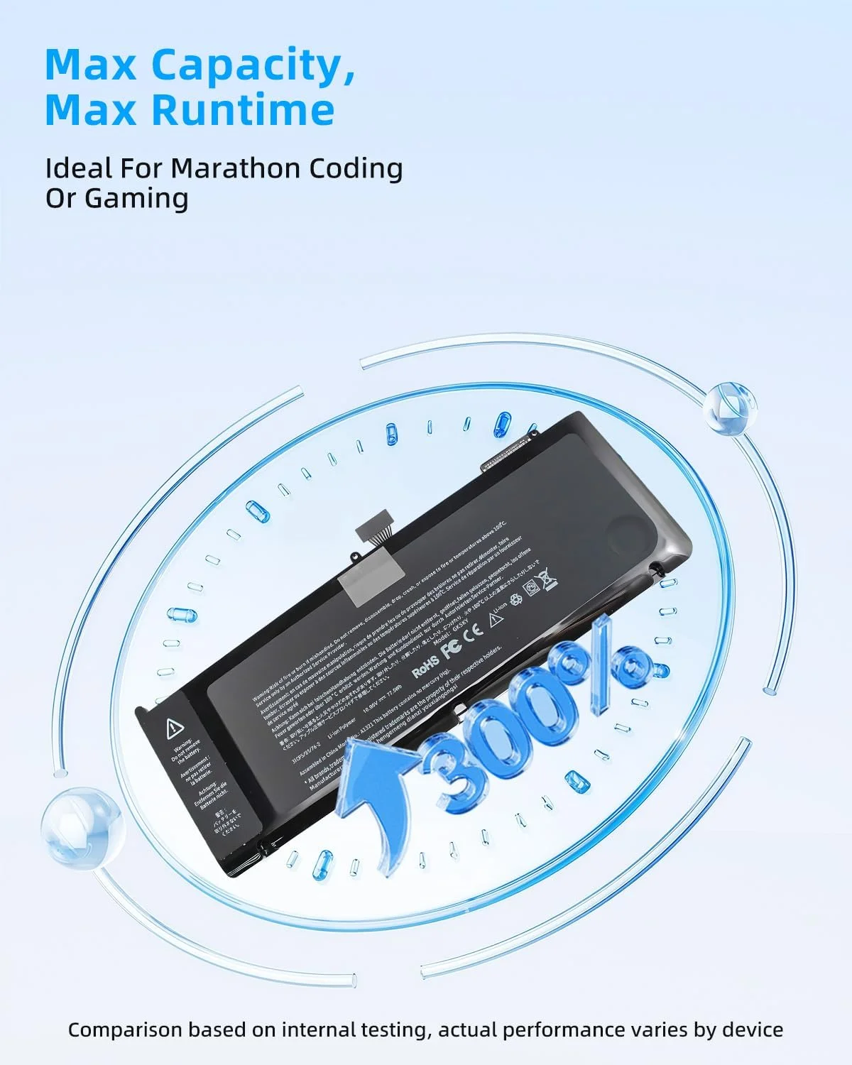 باتری لپ تاپ 73WH A1321 A1286 (فقط برای نسخه های اواسط 2009 و اواسط 2010) جایگزین باتری مک بوک پرو 15 اینچی A1321 A1286 MC371LL/A MC372LL/A MB985 MB986 MC118 020-6380-A 020-6766-B با عملکرد بالا