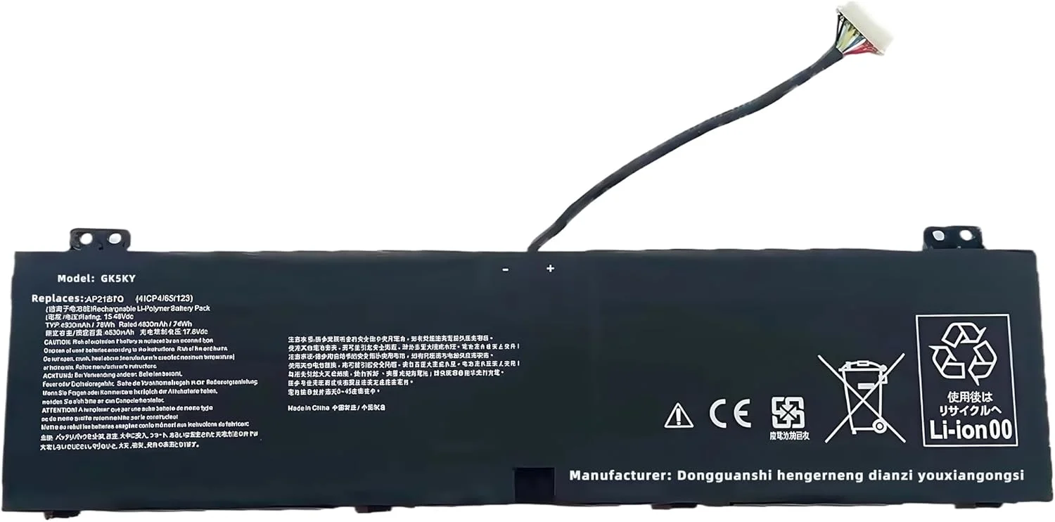 باتری 76Wh AP21B7Q جایگزین برای لپ تاپ های Acer Predator Triton 300 SE PT314-52S-71SE PT314-52S-78NJ PHN14-51 PT14-51-78B4 PT14-51-7979 PTN16-51 PTN16-51-72K6 PTN16-51-92HJ SFX16-61G با عملکرد بالا