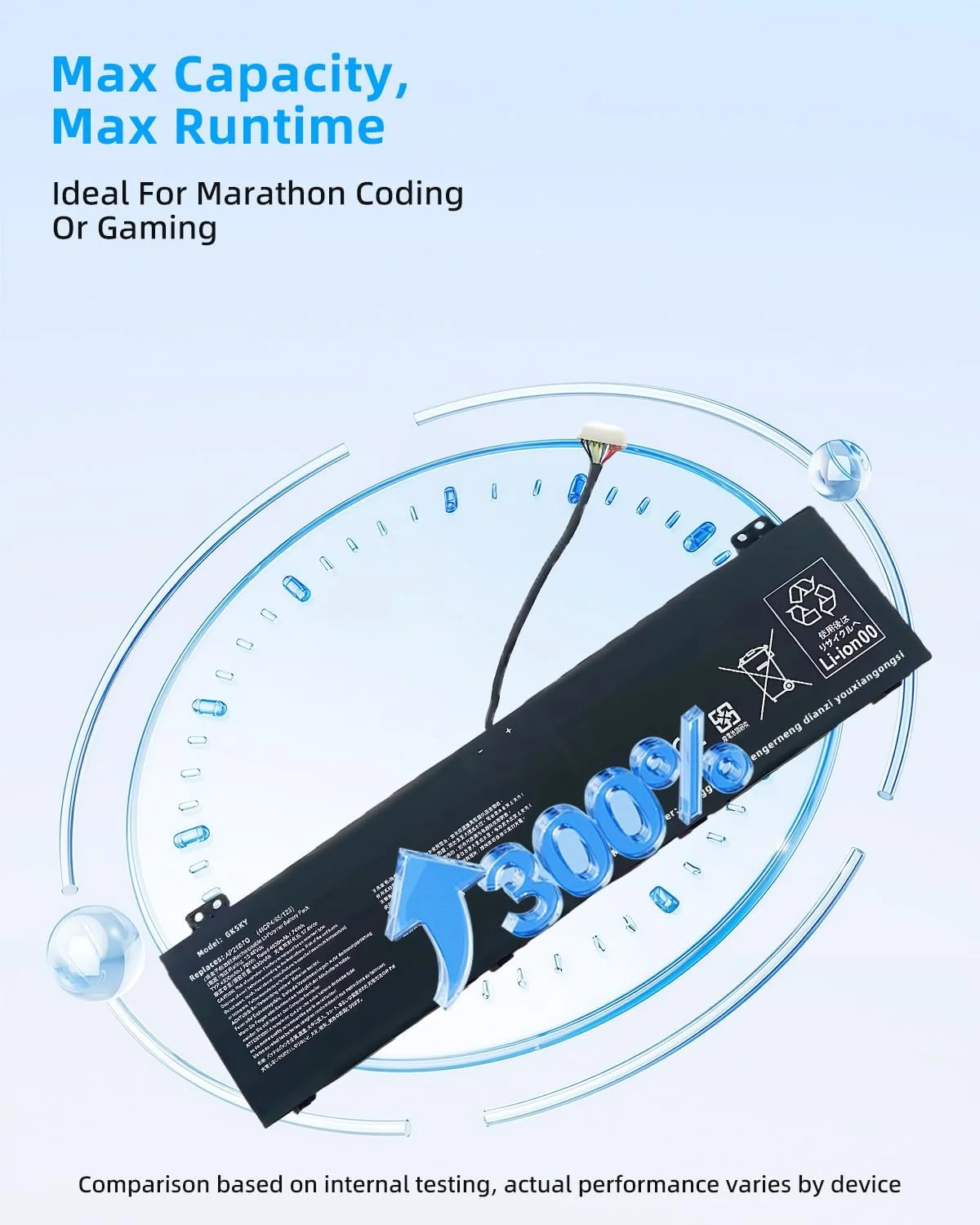 باتری 76Wh AP21B7Q جایگزین برای لپ تاپ های Acer Predator Triton 300 SE PT314-52S-71SE PT314-52S-78NJ PHN14-51 PT14-51-78B4 PT14-51-7979 PTN16-51 PTN16-51-72K6 PTN16-51-92HJ SFX16-61G با عملکرد بالا