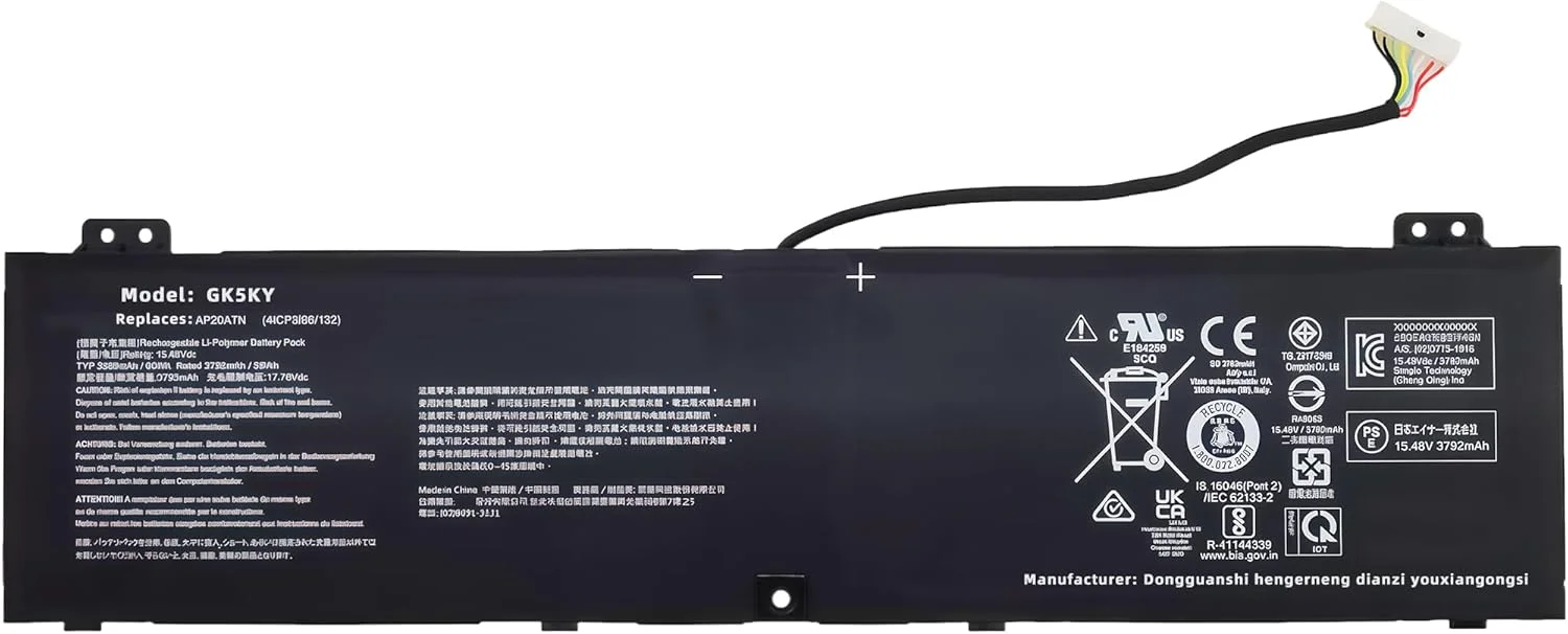 باتری لپ تاپ 60wh مدل AP20A7N جایگزین برای ایسر Predator Triton 300 SE PT314-51S PT314-51S-51NZ PT314-51S-53D2 PT314-51S-70D2 PT314-51S-53W3 PT314-51S-77SS PT314-51S-72WR با عملکرد بالا