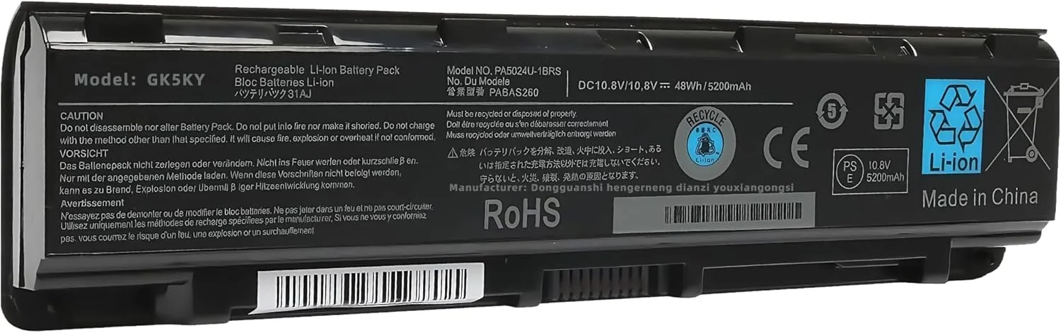 باتری لپ تاپ جایگزین 56WH PA5024U-1BRS برای سری های توشیبا ستلایت C55 C55-A C55T C55DT C55D C855 C855D L855 L875 P855 P875 S855 S875 PA5109U-1BRS PA5026U-1BRS با عملکرد بالا