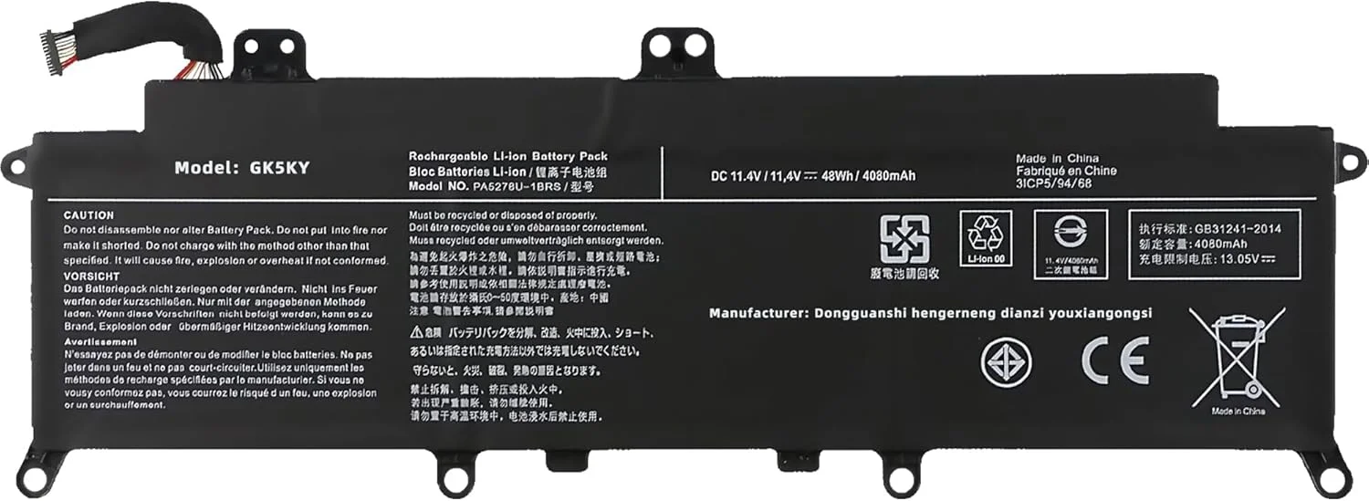 باتری جایگزین لپ تاپ 48Wh PA5278U-1BRS برای نوت بوک های سری Toshiba Portege X30-D X30-E X30-F Tecra X40-D X40-E X40-F [11.4V 4080mAh 3-Cell] با عملکرد بالا