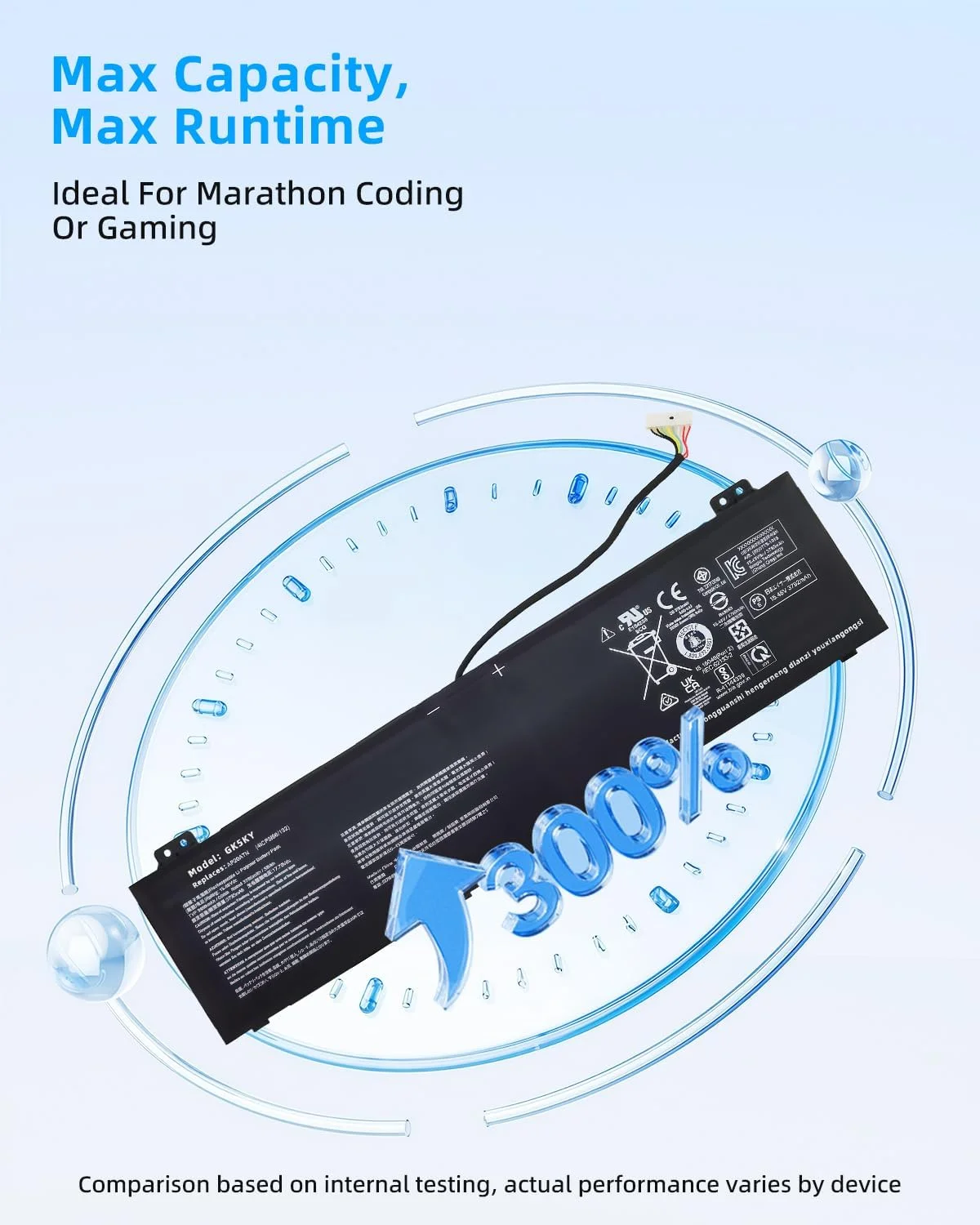 باتری لپ تاپ 60wh مدل AP20A7N جایگزین برای ایسر Predator Triton 300 SE PT314-51S PT314-51S-51NZ PT314-51S-53D2 PT314-51S-70D2 PT314-51S-53W3 PT314-51S-77SS PT314-51S-72WR با عملکرد بالا