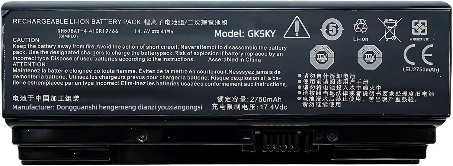باتری لپ تاپ جایگزین 41Wh NH50BAT-4 برای PROSTAR برای Clevo NH50RA NH55RCQ NH50ED NH70RAQ NH57RA NH57RC HASEE برای Thunderobot 911ME CT7NA G7-CT7NK 2750mAh با عملکرد بالا