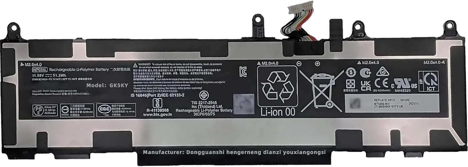 باتری لپ تاپ 51.3Wh WP03XL M73466-005 جایگزین برای HP Elitebook 830 840 845 860 865 1040 G9 Firefly 14 Split X2 13-M000 Series L78555-005 M64305-421 با عملکرد بالا