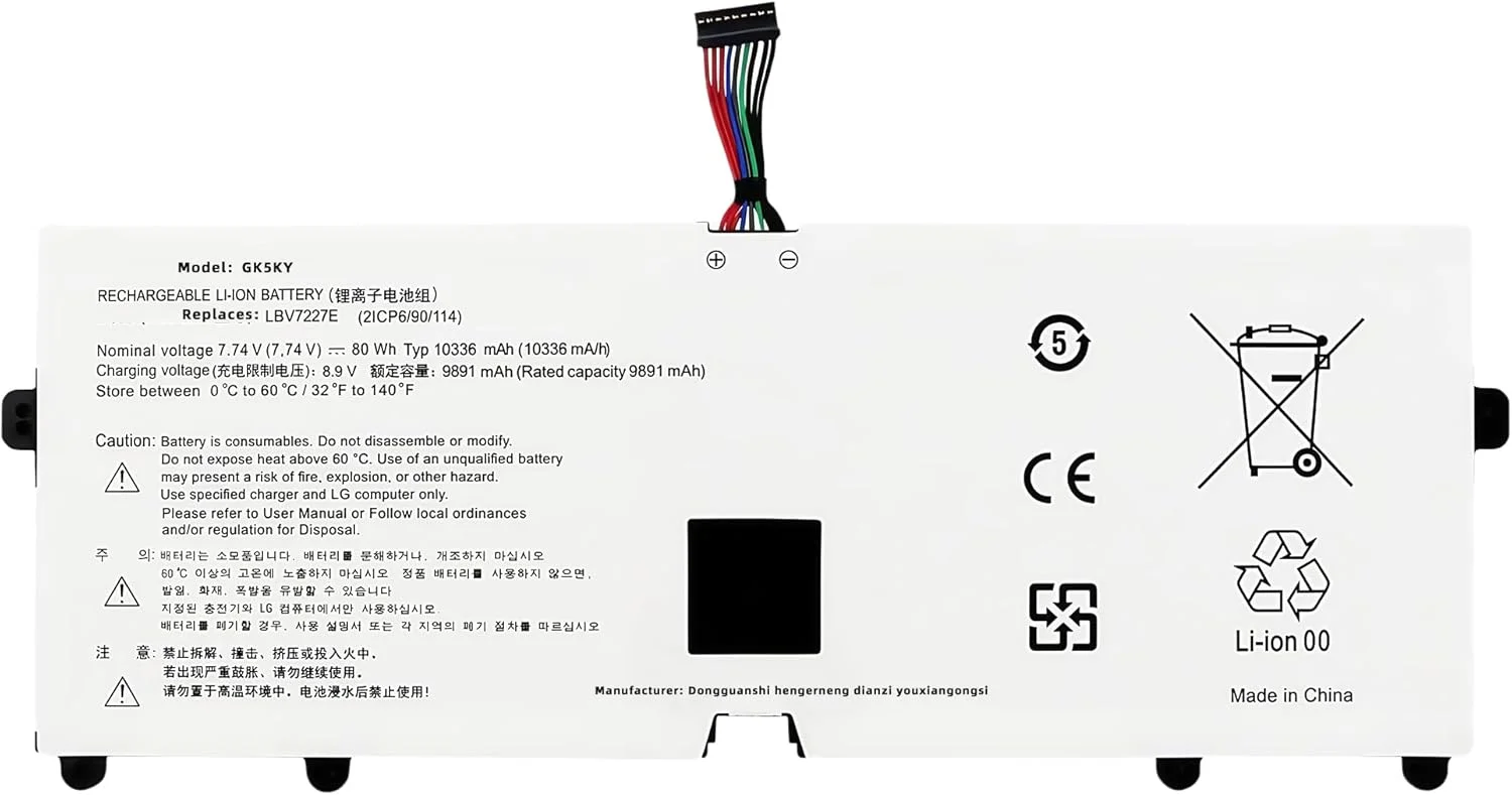 باتری لپ تاپ 80Wh LBV7227E جایگزین برای LG Gram 17Z90N 15Z90N Gram 16 2-in-1 16T90P 16Z90P 16Z90PG 16Z90PC 17Z90P 16ZD90P سری با عملکرد بالا