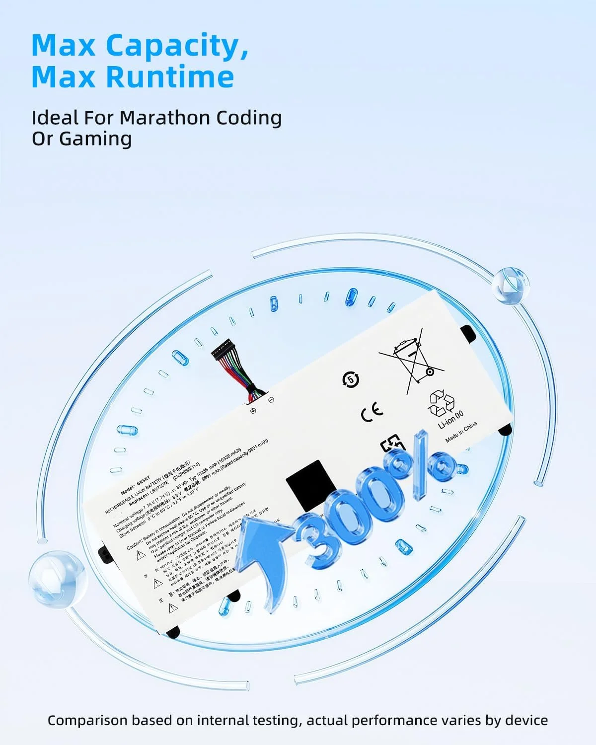 باتری لپ تاپ 80Wh LBV7227E جایگزین برای LG Gram 17Z90N 15Z90N Gram 16 2-in-1 16T90P 16Z90P 16Z90PG 16Z90PC 17Z90P 16ZD90P سری با عملکرد بالا