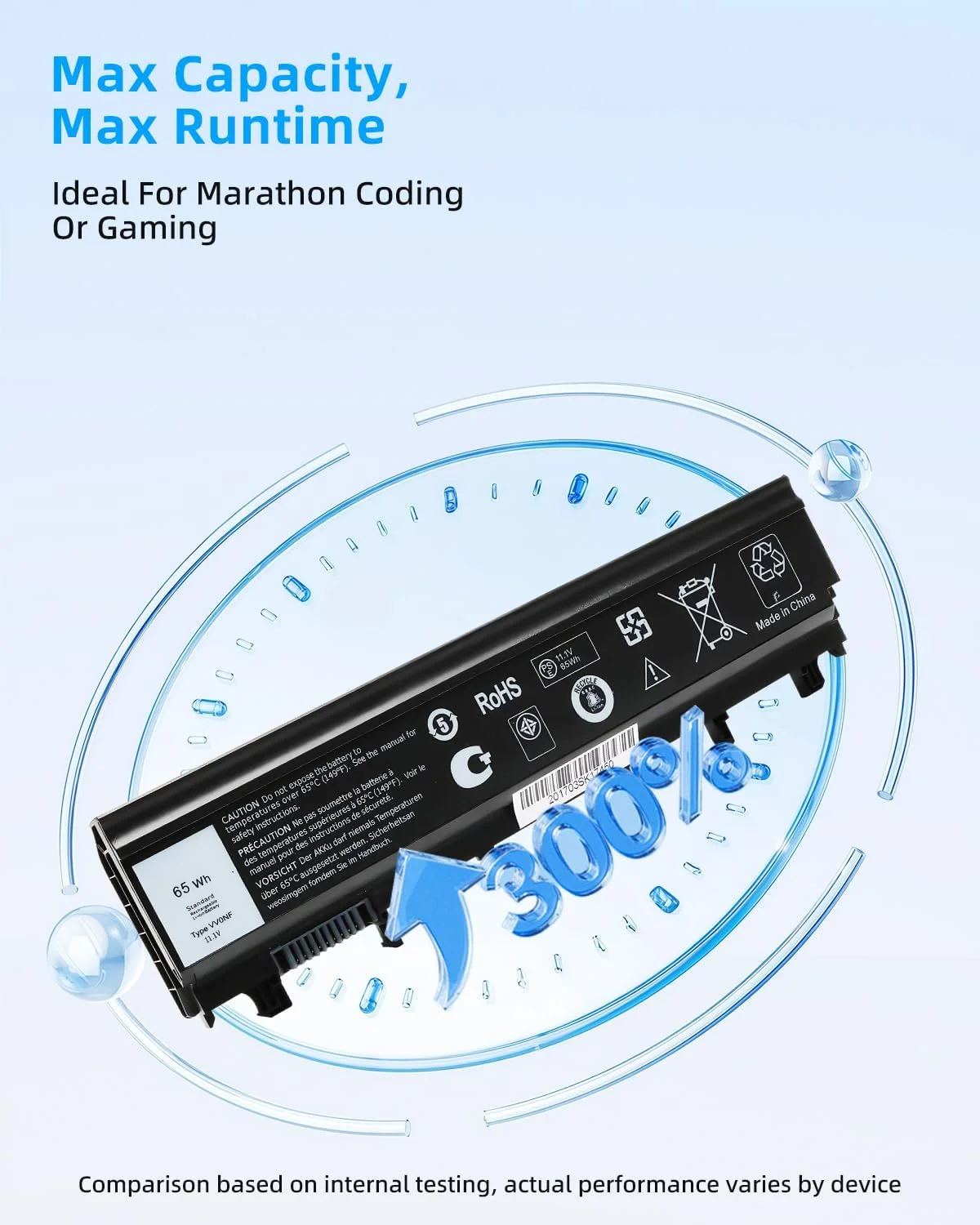 باطری اصلی لپ تاپ 65Wh VV0NF 11.1V 5800mAh برای لپ تاپ های DELL Latitude E5440 و Latitude E5540، جایگزین VJXMC 0M7T5F 0K8HC 1N9C0 7W6K0 F49WX NVWGM CXF66 WGCW6 با عملکرد بالا