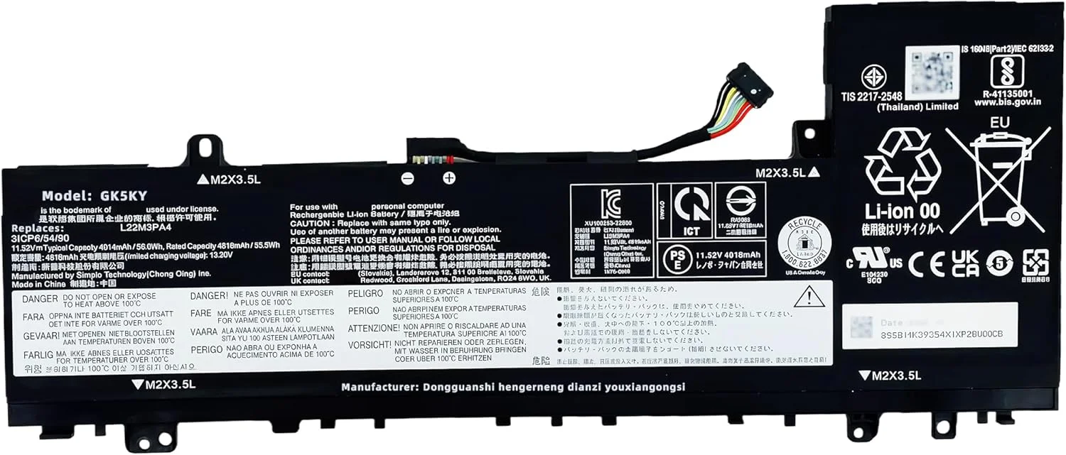باتری لپ تاپ 56.6Wh L22M3PA4 جایگزین برای لنوو IdeaPad Slim 5 16ABR8 16IAH8 16IRL8 سری L22L3PA4 L22C3PA4 L22B3PA4 با عملکرد بالا