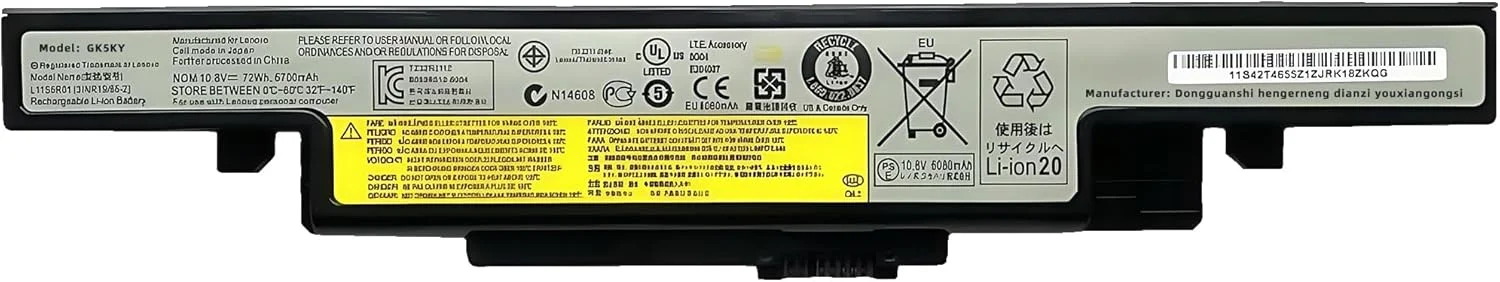 باتری لپ تاپ 72Wh L11S6R01 برای لنوو IdeaPad Y400 Y410 Y490 Y500 Y510 Y590 Y400N Y410P Y490 Y490A Y490M Y490P Y500N Y510P L11S6R01 L11L6R02 L12L6E01 L12S6A01 L12S6E01 با عملکرد بالا