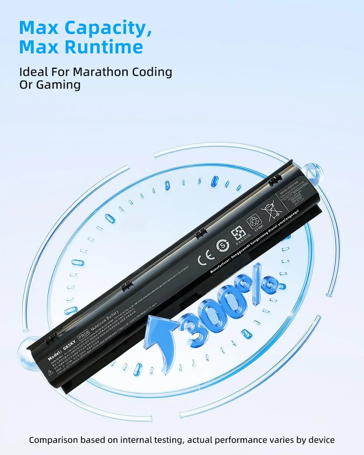 باتری PR08 با ظرفیت 75 وات‌ساعت/5200 میلی‌آمپر ساعت برای لپ‌تاپ‌های سری HP Probook 4730s 4740s مدل‌های HSTNN-IB2S HSTNN-LB2S HSTNN-I98C-7 633734-141 633734-151 633734-421 633807-001 (8 سلولی 14.4 ولت) با عملکرد بالا