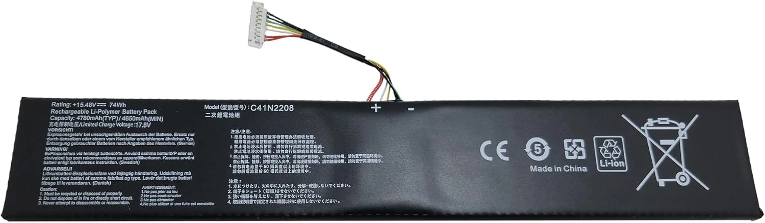 باتری جایگزین C41N2208 برای سری ASUS ROG Ally RC71L PC71L NR2301L Gaming Handheld PC، ولتاژ 15.48V، توان 74Wh، ظرفیت 4780mAh