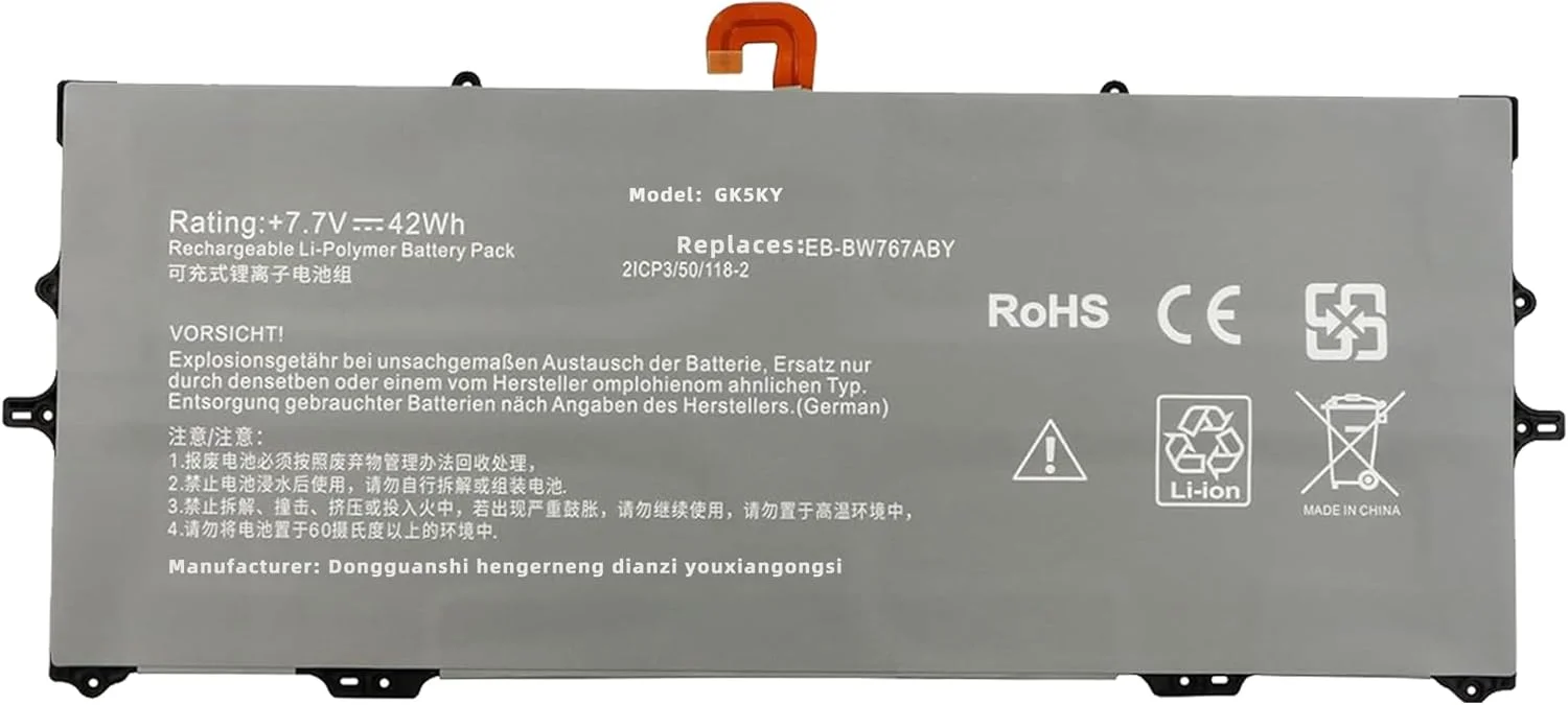 باتری لپ تاپ 42Wh EB-BW767ABY جایگزین برای Samsung Galaxy Book S NP767XCM NP930QCG NP767XCM-K02UK NP767XCM-K02US K01DE K01US K01CA K01SE K02DE K02CA K02IT Galaxy SM-W767 با عملکرد بالا