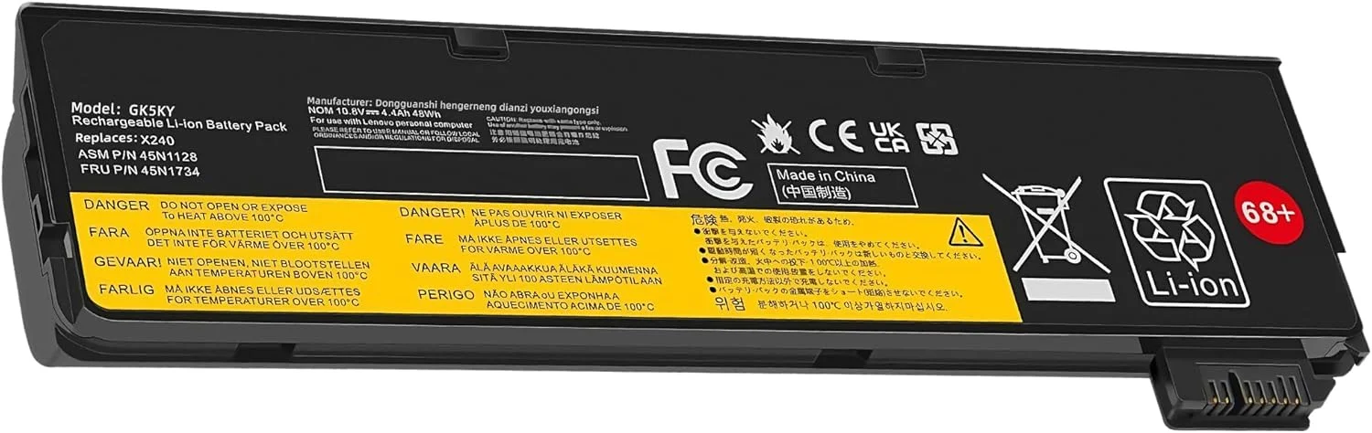 باتری 48WH مدل 68+ مناسب برای لپ‌تاپ‌های ThinkPad T440 T450 T460 T460P T470P T550 T560 X240 X250 X260 X270 L450 L460 L470 P50S W550s سری 0C52861 0C52862 45N1125 45N1126 45N1127 با عملکرد بالا