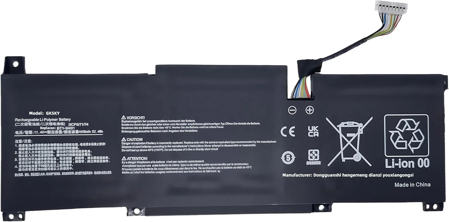 باتری لپ تاپ 52.4Wh BTY-M491 جایگزین برای MSI Modern 15 A10M A10M-028DE A10RAS A10RB A10RD A11M A11SB A4M A4MW Summit B15 A11M Stealth 15M با عملکرد بالا
