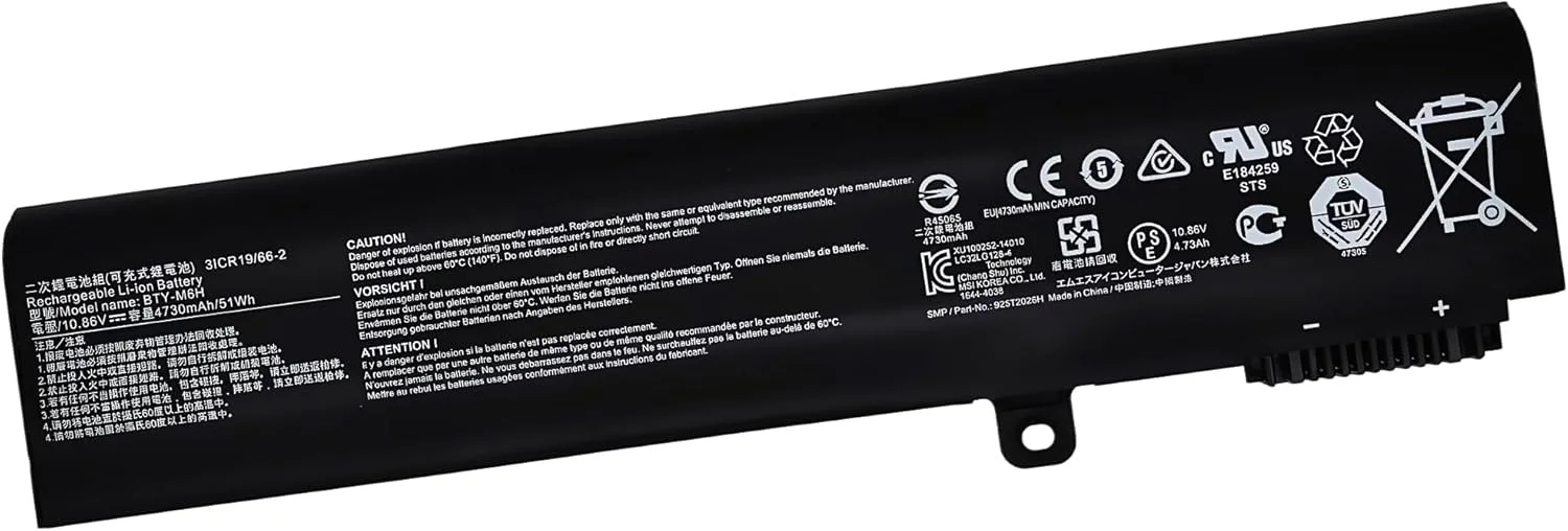 باتری لپ تاپ 51Wh BTY-M6H برای سری MSI GL72 2QC 2QD 2QE GL62M MS-1792 MS-16J2 با عملکرد بالا