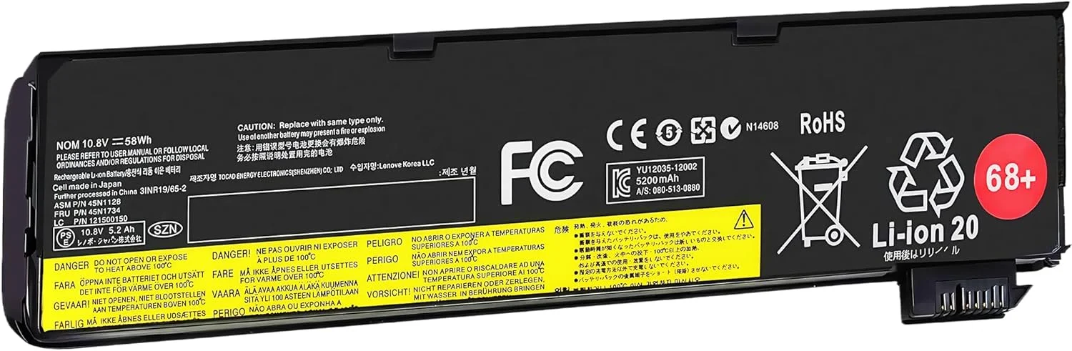 باتری 58Wh 68+ برای لپ تاپ های لنوو Thinkpad T440 T440I T450 T440s T450s T460 T460P T470P T550 T560 L450 L460 L470 P50s W550s S440 0C52861 45N1125 45N1126 با عملکرد بالا