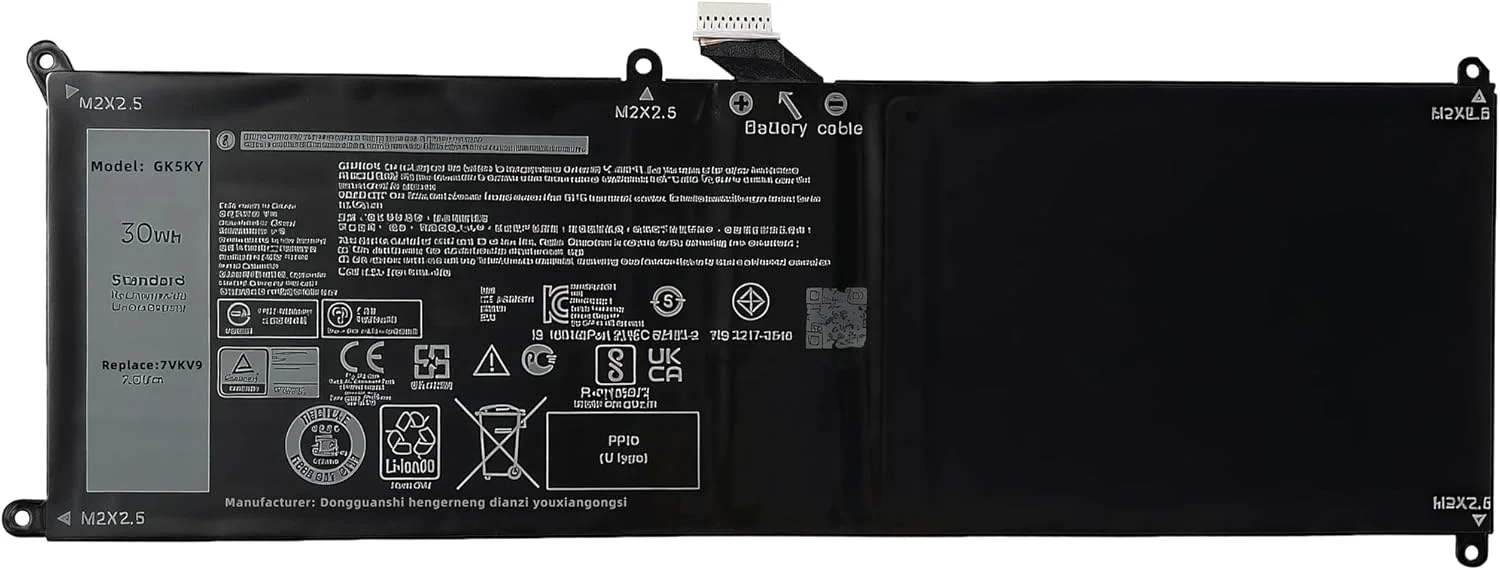 باتری لپ تاپ 30Wh 7VKV9 جایگزین برای Dell XPS 12 9250 و Latitude 12 7000 7275 سری 9TV5X 09TV5X 0V55D0 V55D0 با عملکرد بالا
