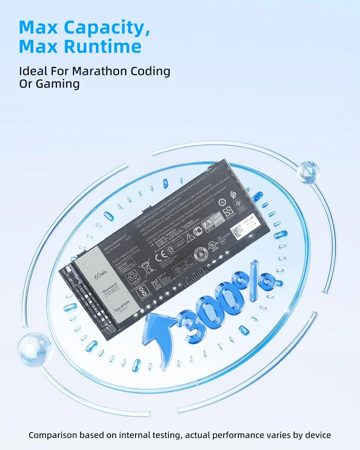 باتری لپ تاپ 65Wh FV993 PG6RC R7PND T3NT1 N71FM جایگزین برای سری های Dell Precision M4600 M4700 M6600 M6700 M4800 M6800، 11.1 ولت 6200 میلی آمپر ساعت با عملکرد بالا