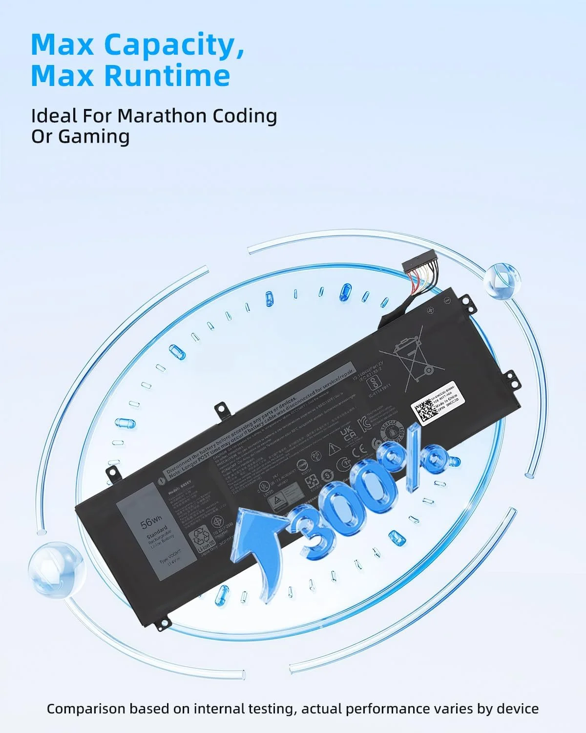 باتری لپ تاپ 56Wh V0GMT جایگزین برای نوت بوک های سری Dell G7 17 7700 P46E P46E001 مدل NCC3D 0NCC3D NY03W 0NY03W 0TJDRR با عملکرد بالا