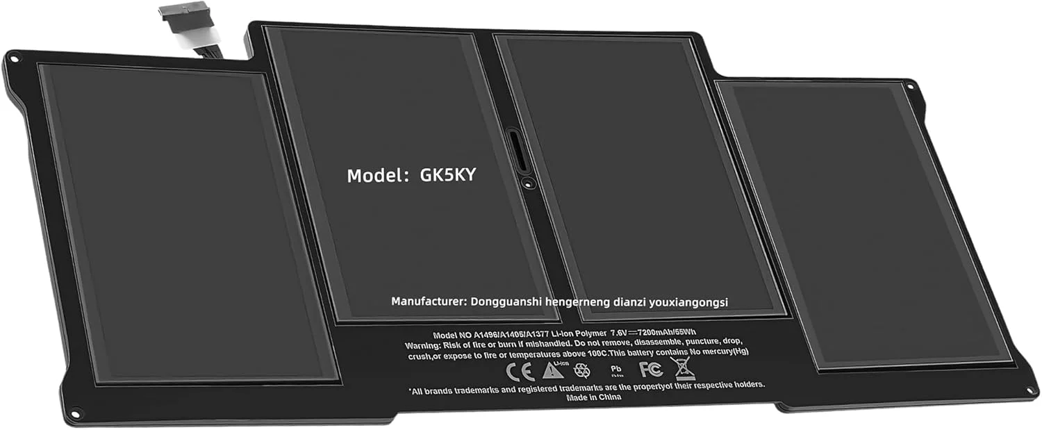 باتری لپ تاپ 50Wh A1405 A1466 جایگزین برای مک بوک ایر 13 اینچ A1377 A1369 (اواخر 2010، اواسط 2011، اواسط 2012، اواسط 2013، نسخه اوایل 2014)، همچنین مناسب برای A1496 661-5731 MC503 MC504 با عملکرد بالا