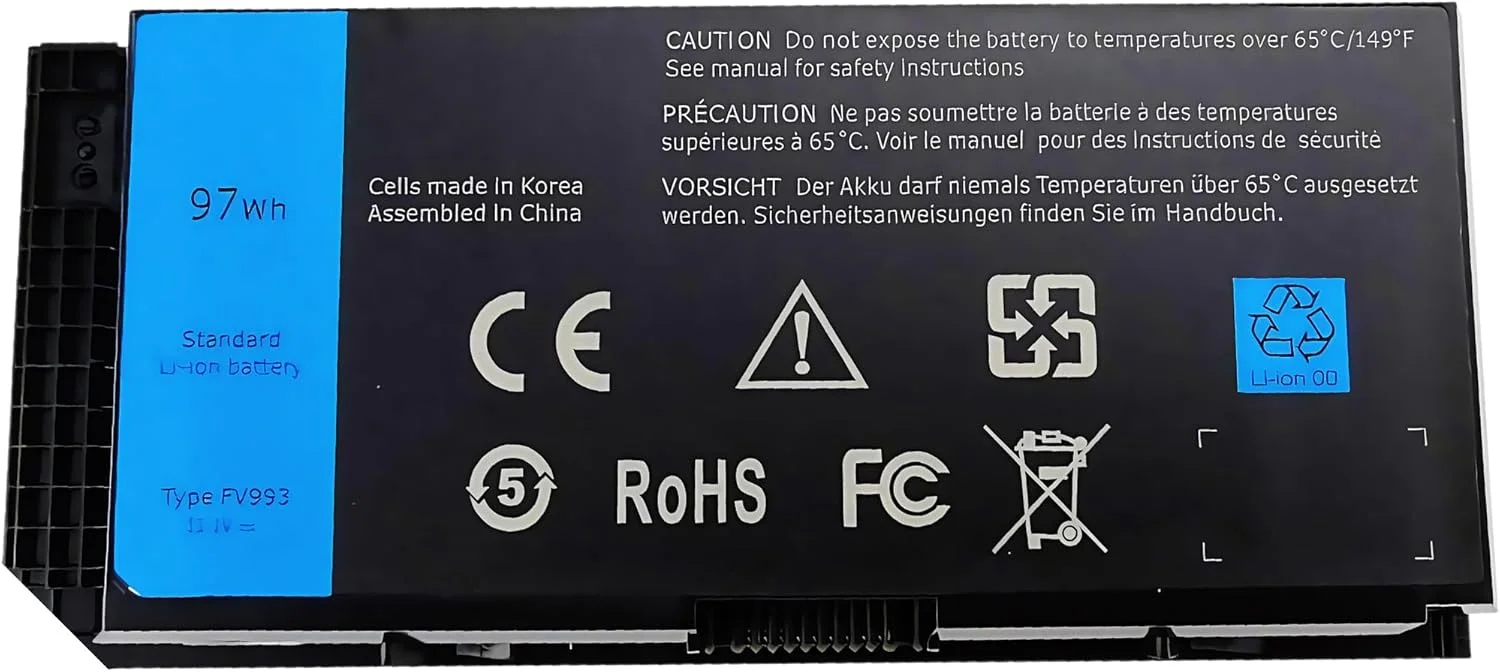 باتری 97WH FV993 برای لپ تاپ های دل Precision M4600 M4700 M4800 M6600 M6700 M6800، باتری 9 سلولی FJJ4W با عملکرد بالا