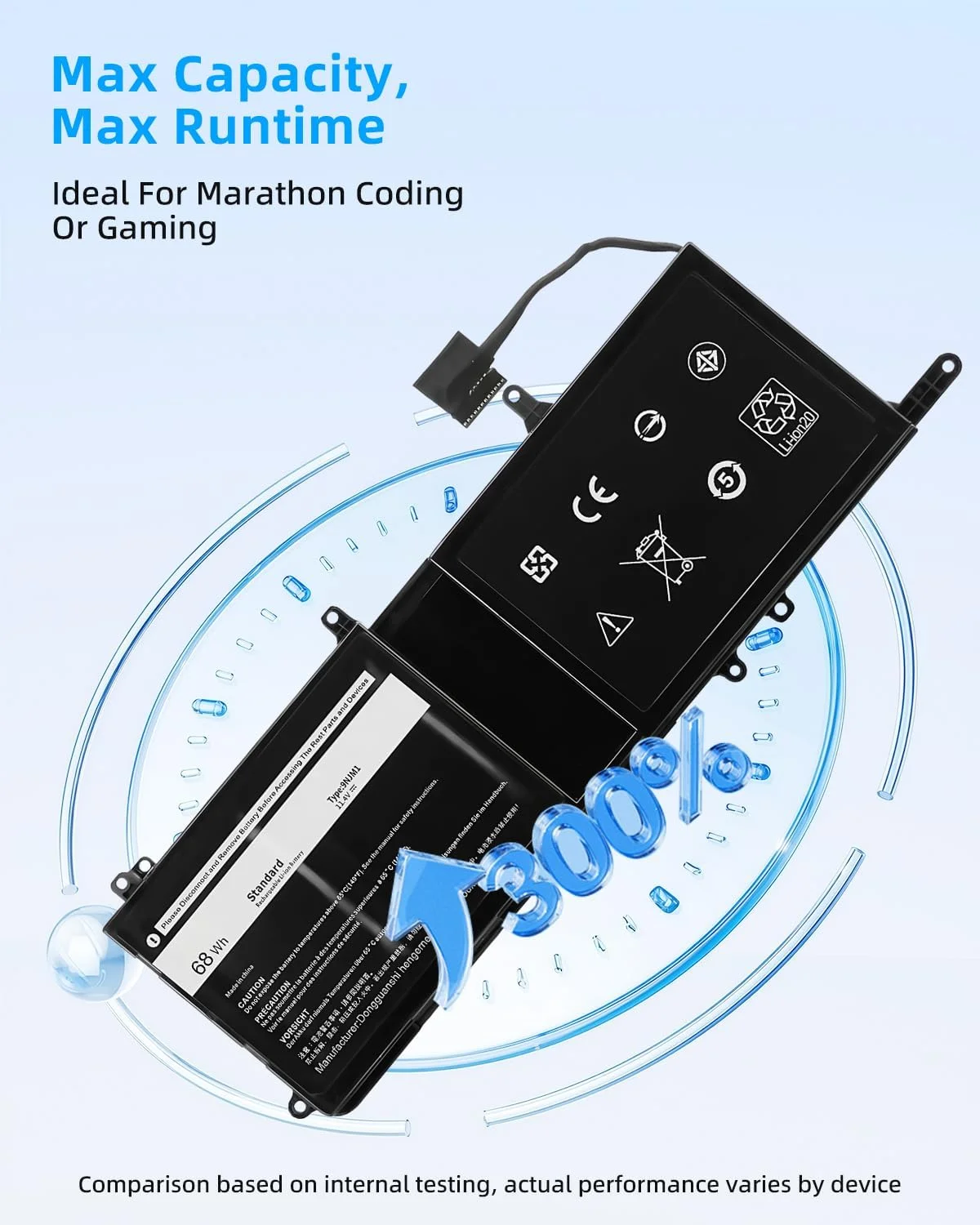 باتری لپ تاپ 68Wh 9NJM1 0546FF 0HF250 44T2R HF250 MG2YH 0MG2YH 546FF جایگزین برای سری های Dell Alienware 15 R3 R4 17 R4 R5، 15.2V با عملکرد بالا