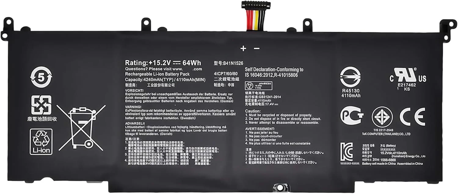 باتری لپ تاپ 64Wh B41N1526 برای ایسوس ROG Strix GL502 GL502V GL502VT GL502VT-1A S5 S5VT6700 15.2V با عملکرد بالا
