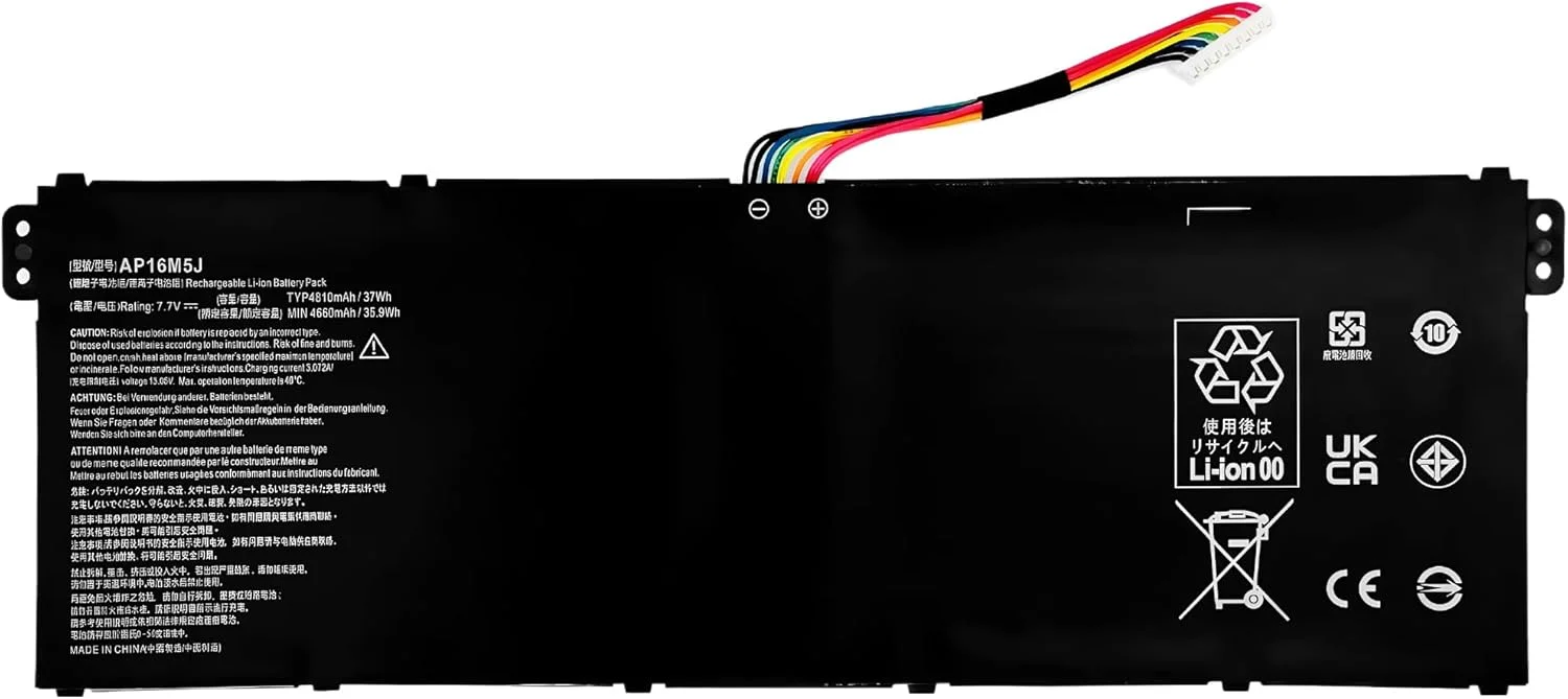 باتری لپ تاپ 37Wh AP16M5J مناسب برای Acer Aspire A114-31 A314-31 A315-21 A315-51 A515-51 ES1-523-24CW ES1-523-20DG 2ICP4/80/104 با عملکرد بالا