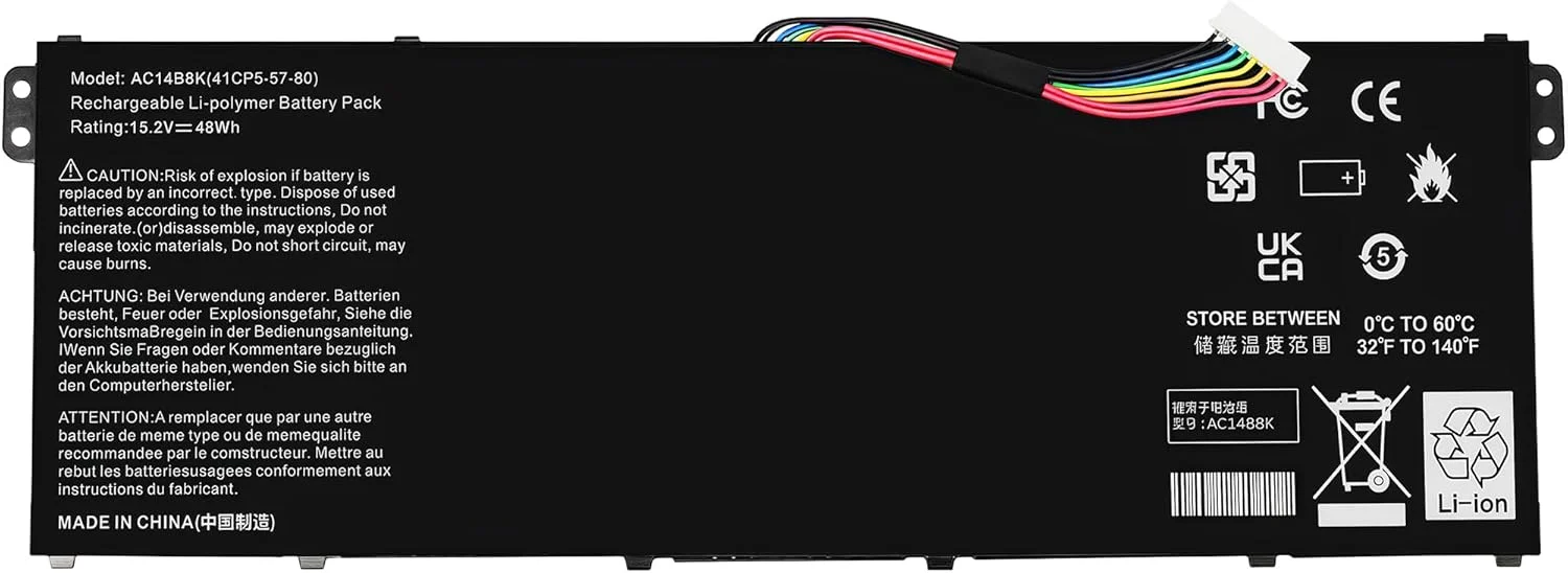 باتری 48Wh AC14B8K برای Acer CB3-111 V3-371 E3-111 E3-112 ES1-111 ES1-131 ES1-311 ES1-331 ES1-511 ES1-512 ES1-520 ES1-521 ES1-531 ES1-731 E5-771 R3-131T R5-431T R5-471T با عملکرد بالا