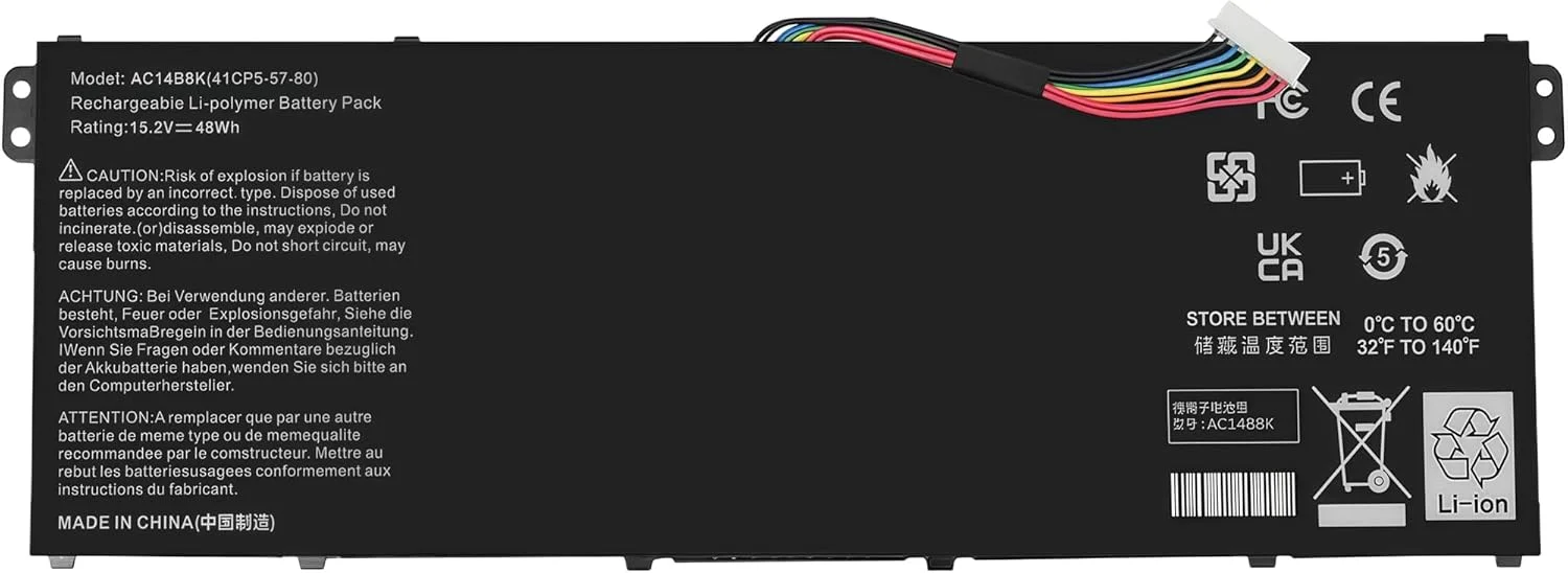 باتری لپ تاپ 48Wh AC14B8K مناسب برای Acer Aspire R3-131T R5-471T R5-571T R5-571TG E3-111 E3-112 ES1-511 ES1-512 ES1-531 ES1-520 ES1-111M با عملکرد بالا