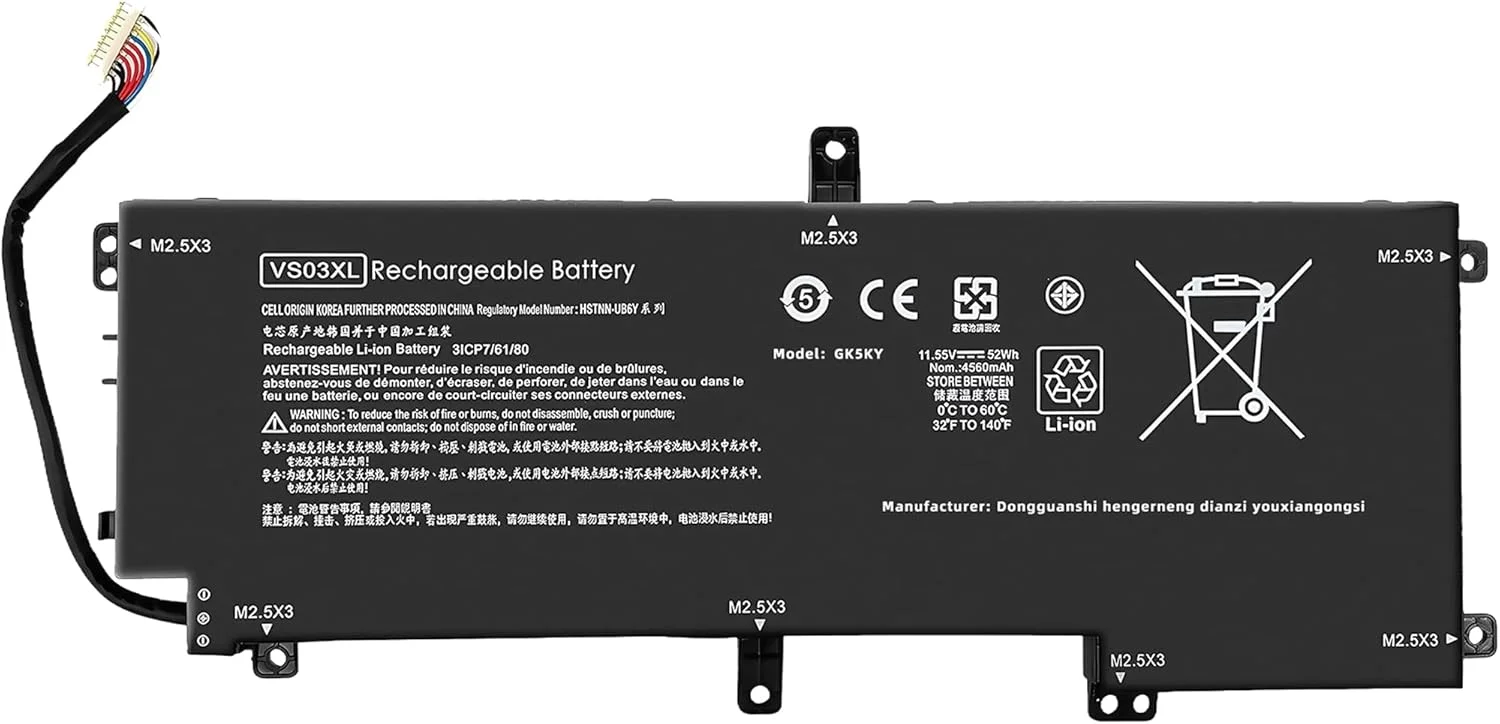 باتری لپ تاپ 52Wh VS03XL 849313-856 جایگزین برای HP Envy 15t-as100 15t-as000 15-as000 15-as100 15-as133cl 15-as043cl 15-as020nr 15-as031nr 15-as027cl 15-as182cl 849047-541
