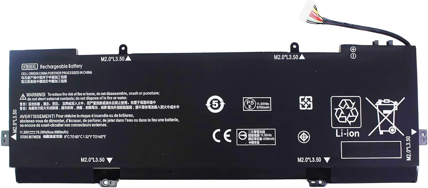 باتری جایگزین 79.2Wh KB06XL 902499-855 برای لپ‌تاپ‌های HP Spectre X360 15 15-BL1XX 15-BL0XX 15-Bl012DX 15-BL002XX 15T-BL000 15T-BL100 15-bl012dx سری HP Spectre x360 با عملکرد بالا