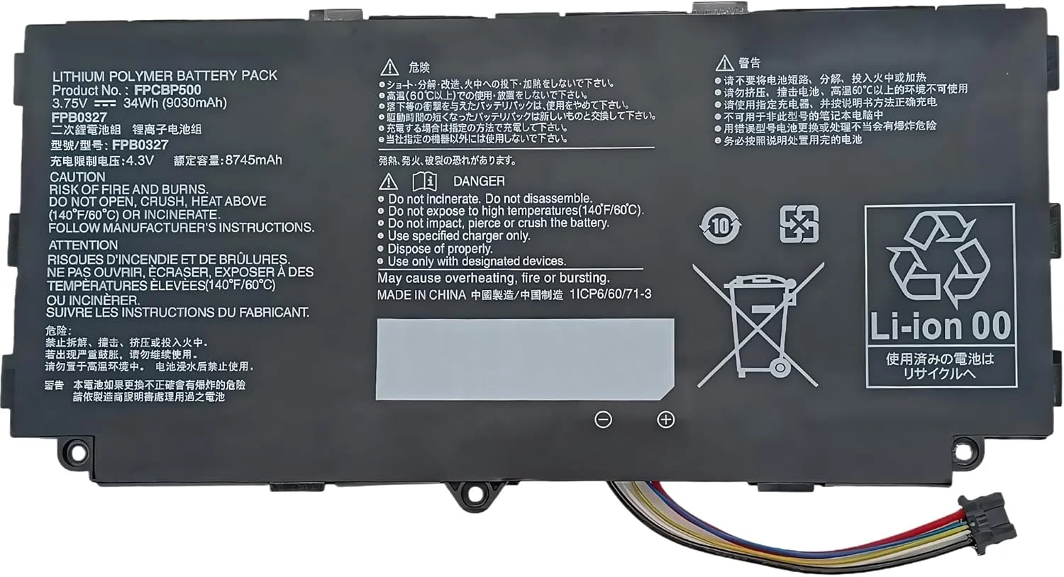 باتری جایگزین 34Wh/9030mAh FPCBP500 FPB0327 برای تبلت های Arrows Tab Q506 Q506 MB Q506 ME Q506 NB Q506 NB Q507 PB Q507 PE Q507 RB Q508/SB Q508/SE با عملکرد بالا