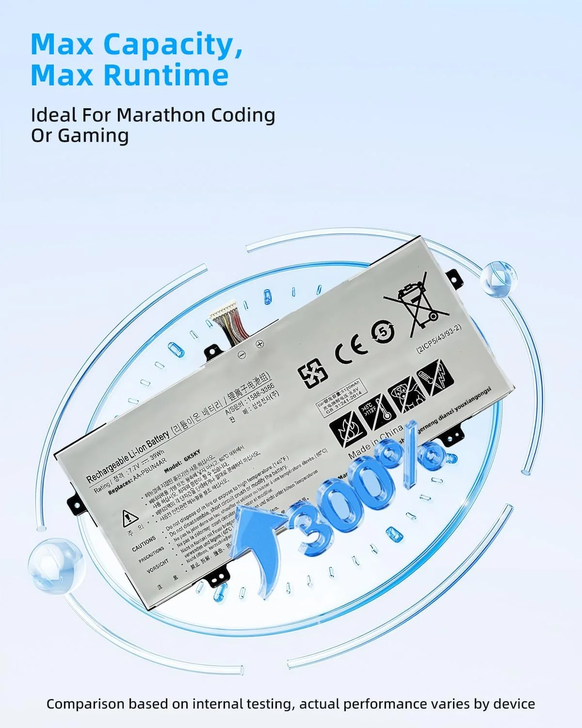 باتری لپ تاپ 39Wh AA-PBUN4AR جایگزین برای Samsung ATIV Book 9 Spin 940X3L 900X5L NP940X3L NP900X5L NT900X5H NT900X5M NT900X5P NT900X5W NT900X5WI NT901X5L NT901X5LI با عملکرد بالا باتری لپ تاپ 39Wh AA-PBUN4AR جایگزین برای Samsung ATIV Book 9 Spin 940X3L 900X5L NP940X3L NP900X5L NT900X5H NT900X5M NT900X5P NT900X5W NT900X5WI NT901X5L NT901X5LI با عملکرد بالا