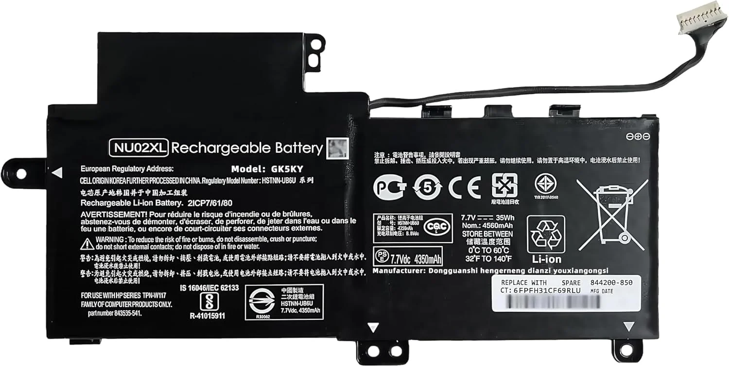 باتری لپ تاپ 35Wh 843535-541 NU02XL 844200-850 جایگزین برای سری های Hp Pavillion X360 M1 M1-U M1-u001dx برای HP NU03XL TPN-W117 HSTNN-UB6U HSTNN-UB6V HSTNN-UB6U با عملکرد بالا