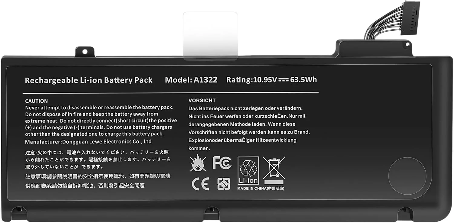 باتری لپ تاپ A1322 A1278 برای مک بوک پرو 13 اینچ مدل های اواسط 2012، 2010، اواخر 2011، اوایل 2011، 661-5229، 661-5557، 020-6547-A، 020-6765-A با عملکرد بالا