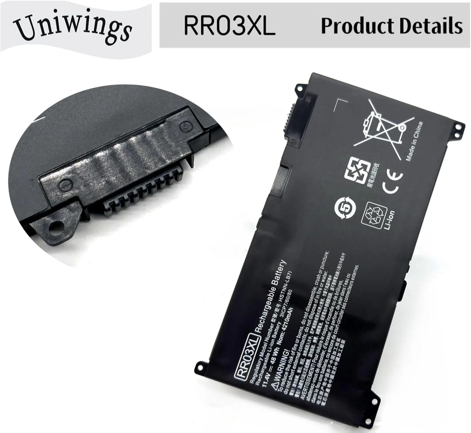 باتری لپ تاپ RR03XL سازگار با Hp ProBook 430 440 450 455 470 G4، 440 450 470 G5، سری MT20 HSTNN-PB6W HSTNN-LB7I HSTNN-LB71 851477-421 851477-541 851610-850 851610-855 11.4V 48Wh باتری لپ تاپ RR03XL سازگار با Hp ProBook 430 440 450 455 470 G4، 440 450 470 G5، سری MT20 HSTNN-PB6W HSTNN-LB7I HSTNN-LB71 851477-421 851477-541 851610-850 851610-855 11.4V 48Wh